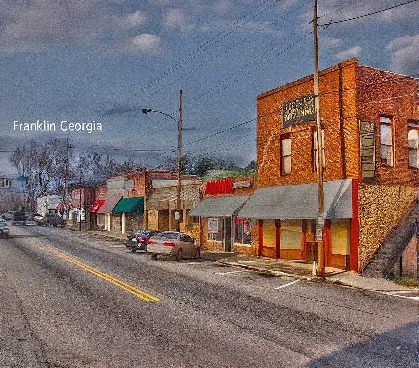 Storefronts along the main street in downtown Franklin, GA